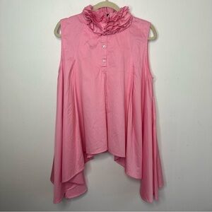 Talk Of The Walk Vintage RARE Feminine Pink Tank Blouse Rose Neck Sz M Medium